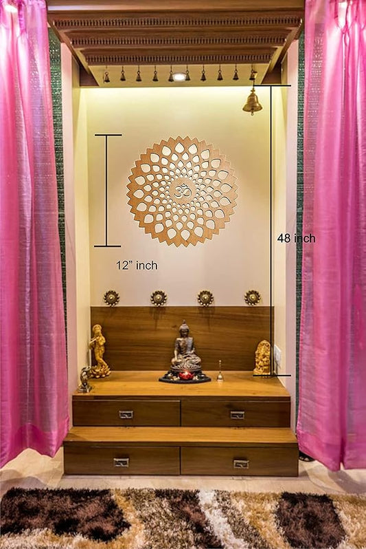 Classic Om Wall Hanging in Wood – 12×12″ for Home & Temple