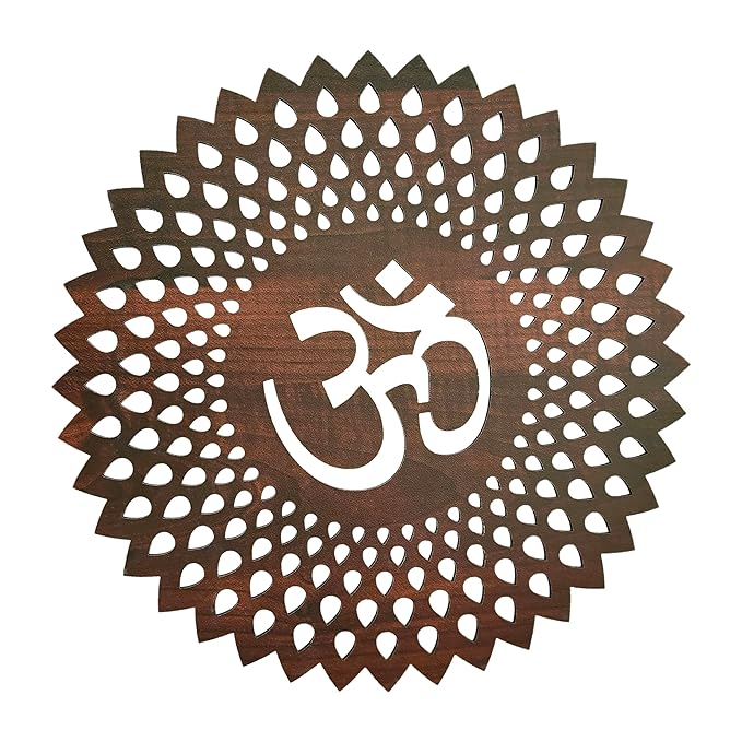 Classic Om Wall Hanging in Wood – 12×12″ for Home & Temple